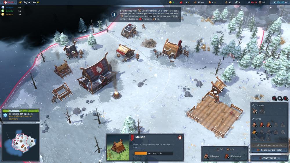 Northgard : petit village sous la neige