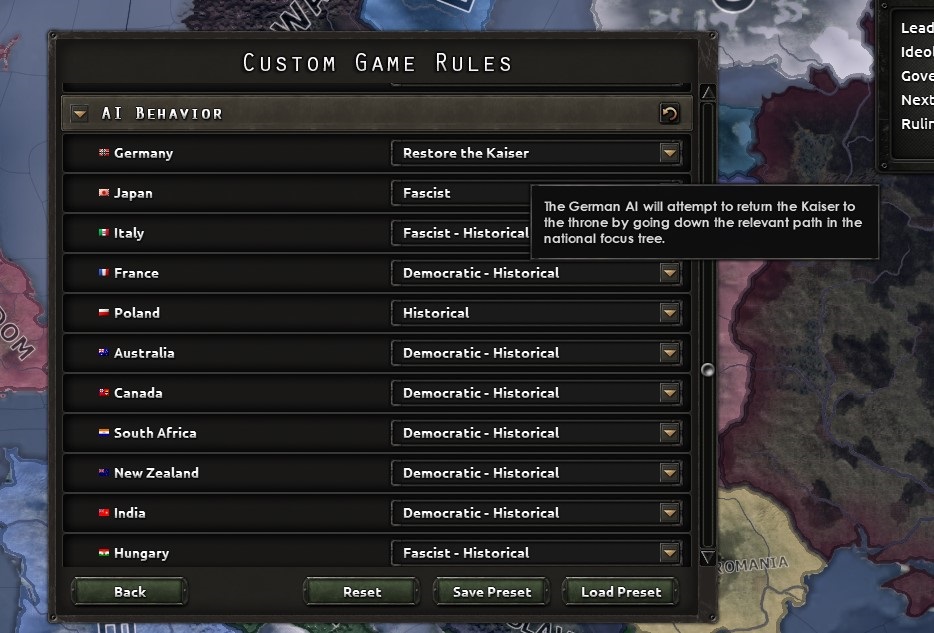 HoI4 : Game Rule AI Behavior